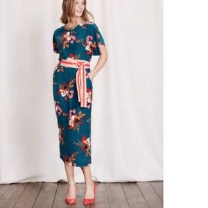 Boden Silk Floral Midi Dress